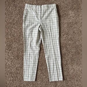 NWT Ann Taylor The Ankle High Rise Pant Windowpane Ivory White Black Size 2